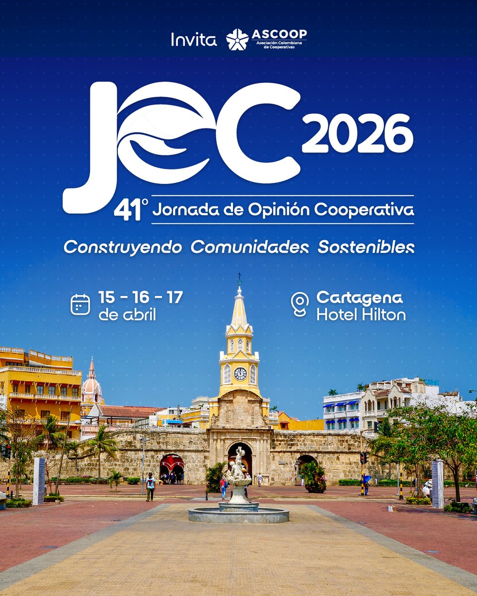 🌎✨ ¡Prepárate para la #JOC2026!
Del 15 al 17 de abril nos vemos en Cartagena para seguir construyendo comunidades sostenibles 💙🤝
📍Hotel Hilton, Cartagena.

Patrocinios e inscripciones:
📱 Tatiana Serna: 3108676556
💬 Diana Bustamante: +57 3138293657

#ASCOOP