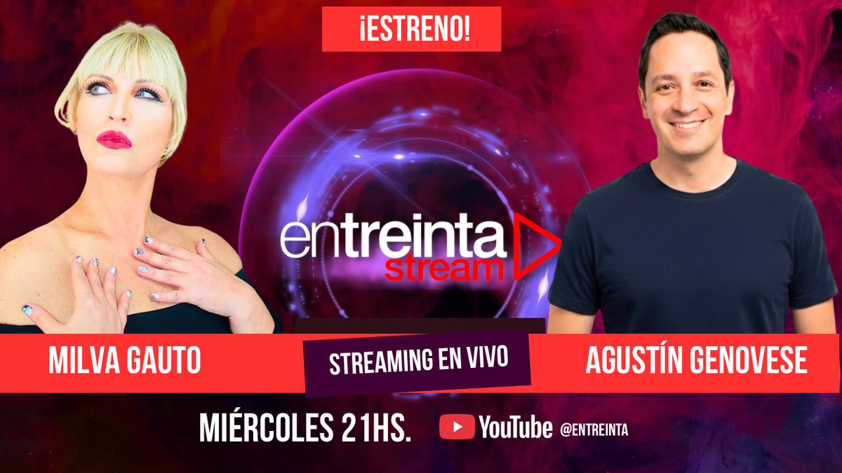 ¡Estreno! 
Hoy a las 21hs. lanzamos una nueva edición de Entreinta en versión Stream. 
¡Te esperamos!
<a href="/MilvaGauto/">Milva Gauto</a> 
Te dejo el link debajo

youtube.com/@entreinta/live