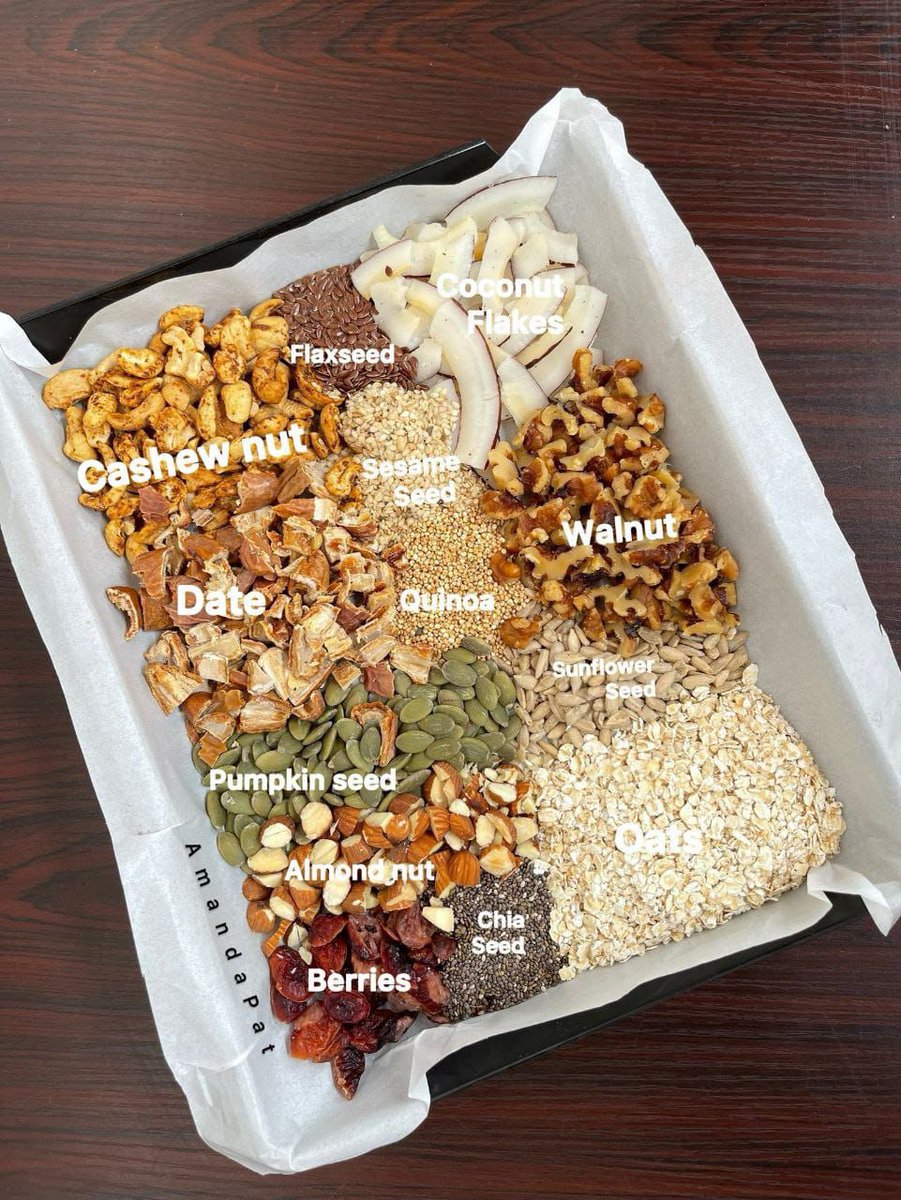 🧵 
Let’s talk about NUTS — those tiny powerhouses packed with nutrients that your body will thank you for! 🥜✨

💫Nuts are rich in:
🌰 Healthy fats (good for your heart)
💪 Protein (for muscle repair)
🧠 Omega-3s (for brain health)
💎 Vitamins &amp; minerals (like magnesium, zinc &amp;