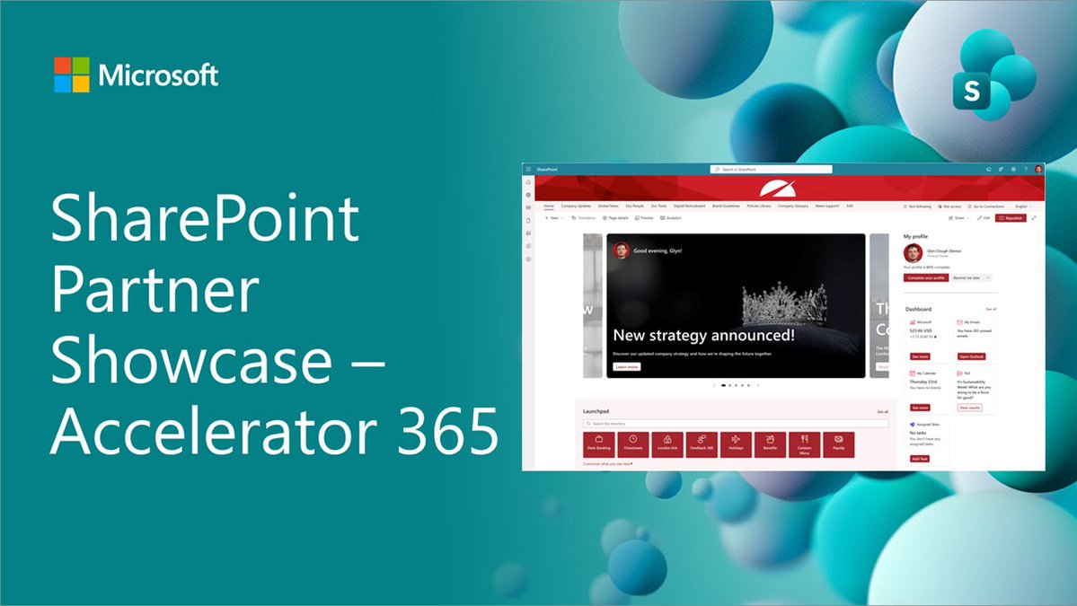 SharePoint's tweet image. ✨ SharePoint Partner Showcase - Accelerator 365

• Ready to use intranet apps to enhance #SharePoint and Microsoft 365
• Directly available from SharePoint store
• Blog post series focused on the art of possible

See details → msft.it/6019t3pLZ 

#Microsoft365 #SPFx