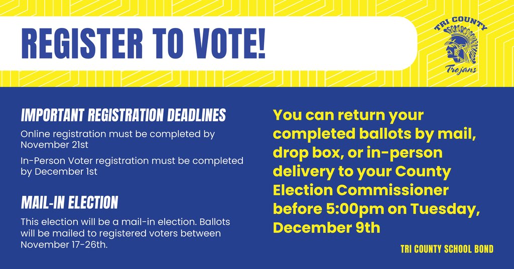 Make sure your voter registration is up to date before the upcoming election!

🗓 Online registration must be completed by November 21
🗓 In-person registration must be completed by December 1

Visit 👉 ne.gov/go/NEreg2vote