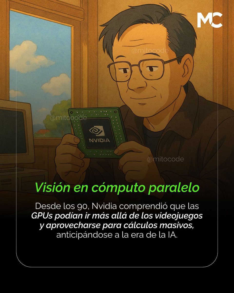 mitocode's tweet image. ¡Hey Coder! 🙋🏻♀️🙋🏻♂️. Conoce cómo Nvidia se convirtió en el cerebro de la inteligencia artificial moderna 🧠💡. De fabricar chips a dominar centros de datos y entrenar modelos de IA, su visión a largo plazo marcó el rumbo de la industria 🤖💻

#mitocode #programador #programacion
