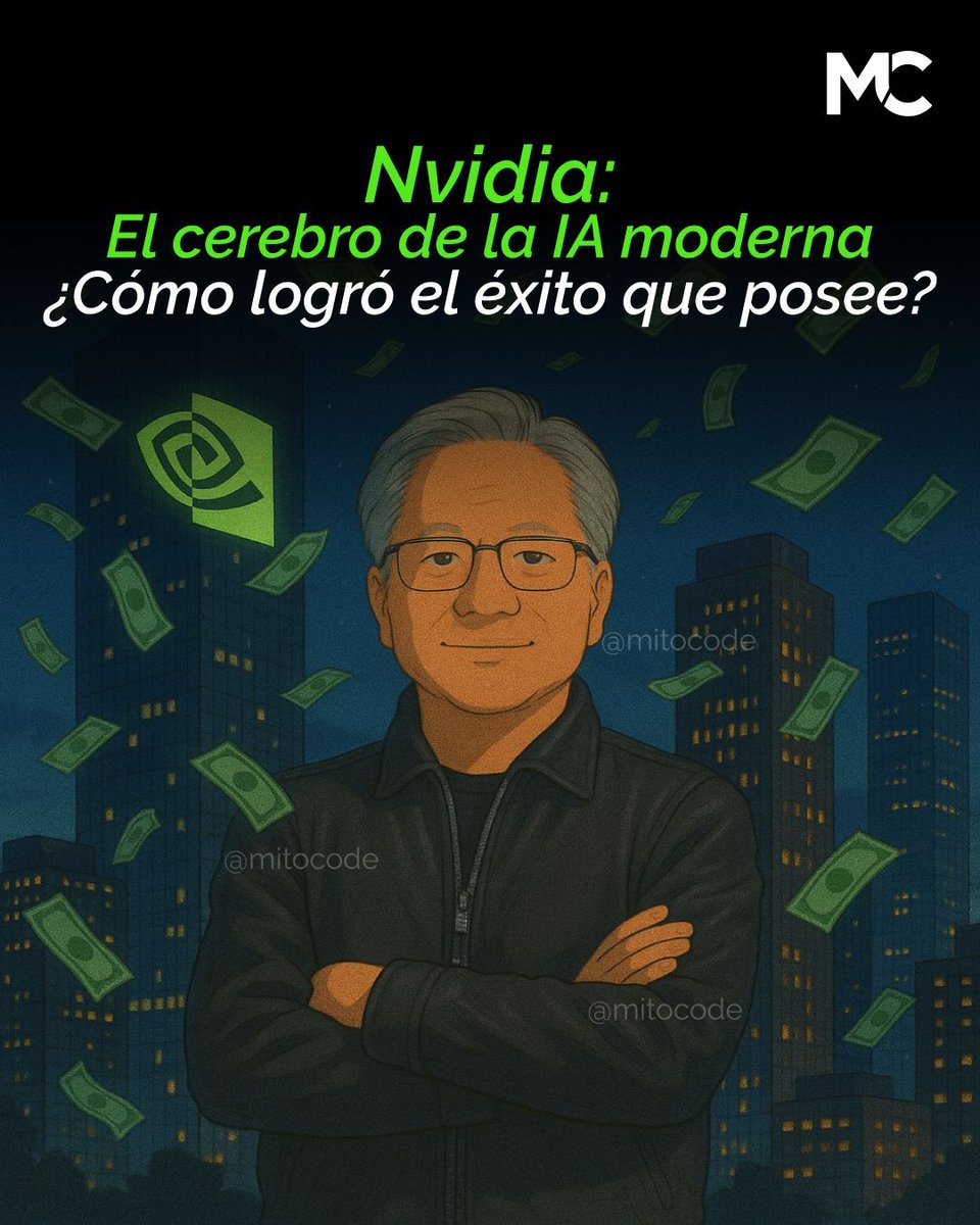 mitocode's tweet image. ¡Hey Coder! 🙋🏻♀️🙋🏻♂️. Conoce cómo Nvidia se convirtió en el cerebro de la inteligencia artificial moderna 🧠💡. De fabricar chips a dominar centros de datos y entrenar modelos de IA, su visión a largo plazo marcó el rumbo de la industria 🤖💻

#mitocode #programador #programacion