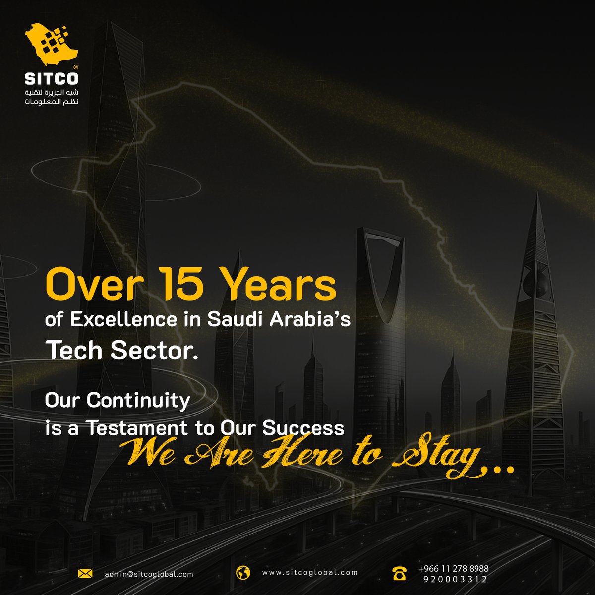 SITCOGLOBAL's tweet image. نستمر في التميّز والإبداع في عالم التقنية 💡🇸🇦
We Are Here To Stay... 🚀✨

#SITCO #SaudiTech #Innovation #excellence