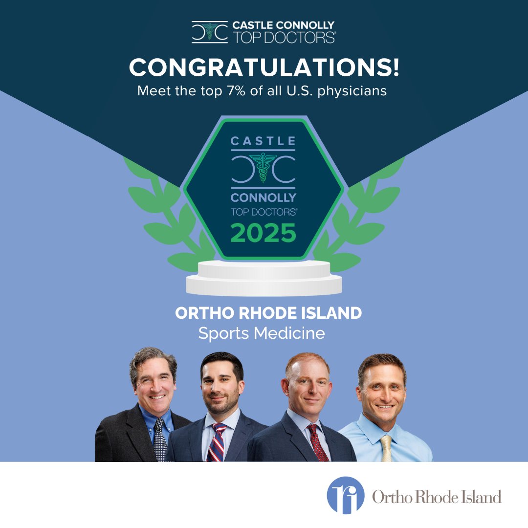 We are proud to announce that 4 physicians on our Rhode Island’s sports medicine team have been named Castle Connolly’s Top Doctors 2025, placing them among the top 7% of physicians in the U.S.  

#CastleConnollyTopDoctors #OrthoRI