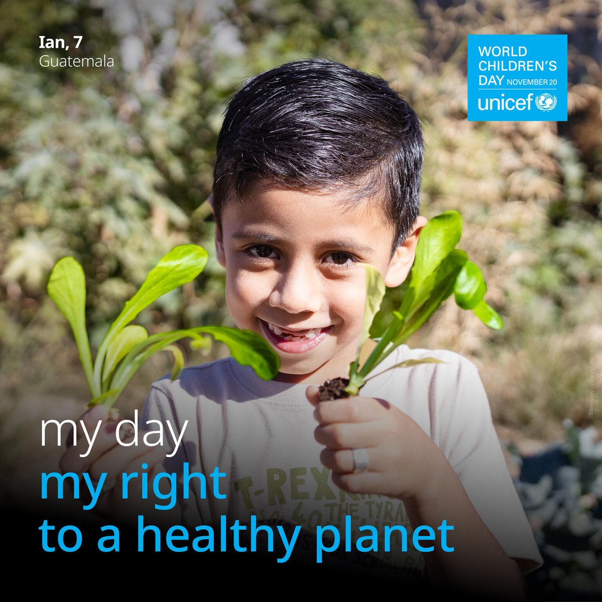 Children, like seven-year-old Ian in Guatemala, have a right to a safe and healthy planet.

Around #WorldChildrensDay, and every day, UNICEF urges leaders to ensure that children at the centre of national climate plans.