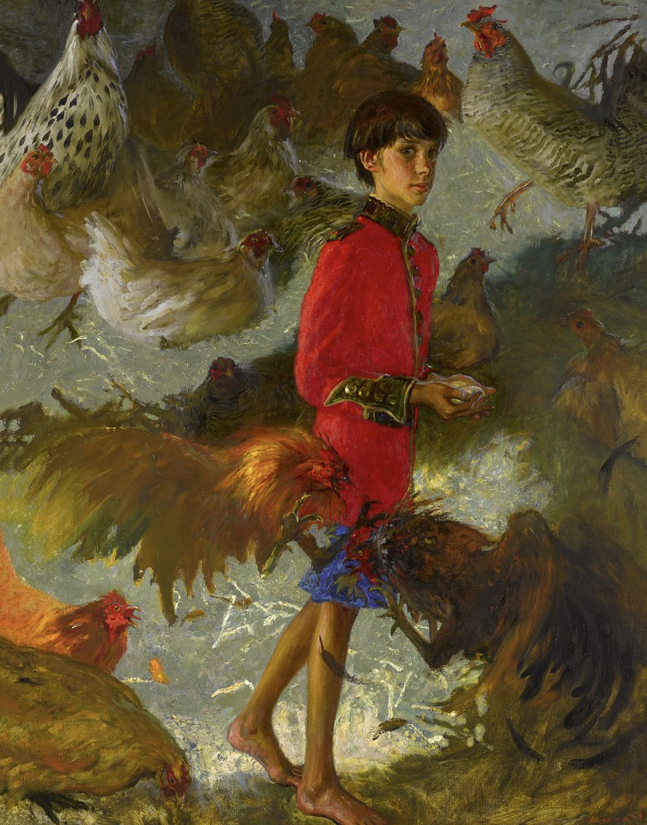 #arte Jamie Wyeth . El emperador de las gallinas.Háblale al niño que sabe
voz del alto,
La voz que se hace silencio
sobre el fango...
Háblale al niño que vive
en su pecho a Dios criando...

Miguel de Unamuno #BuenosDiasATodos