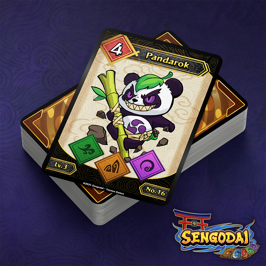 Small but fast as the wind 🎋💨

The only thing harder than his bamboo cane is his head, hard as a rock! 🐼🪨

Get this card in Sengodai, coming soon! ⛩️🃏

#indiegame #gamedev #gaming #godotengine #madewithgodot
