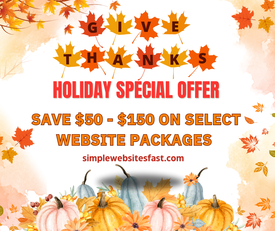 WebSitesInAWeek's tweet image. Holiday Special Offer: SAVE $50 - $150 on Select Website Packages. Very limited time offer. Contact us today for a free consultation. bit.ly/4hTkmYd #SimpleWebsitesFast #webdesign #website #discountwebsite