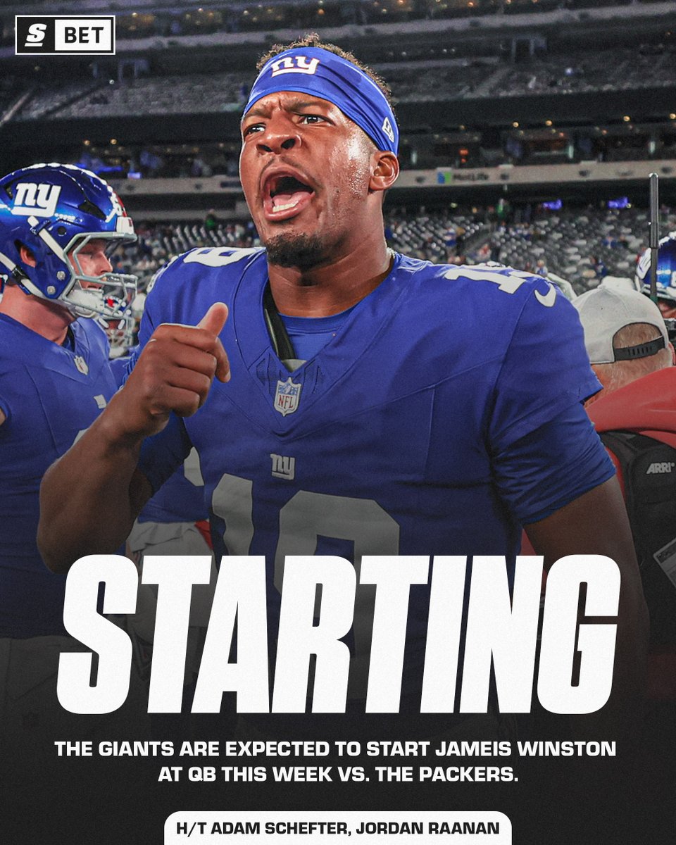 theScoreBet's tweet image. The Giants are rolling with Jameis Winston as their starter in Week 11. 👀