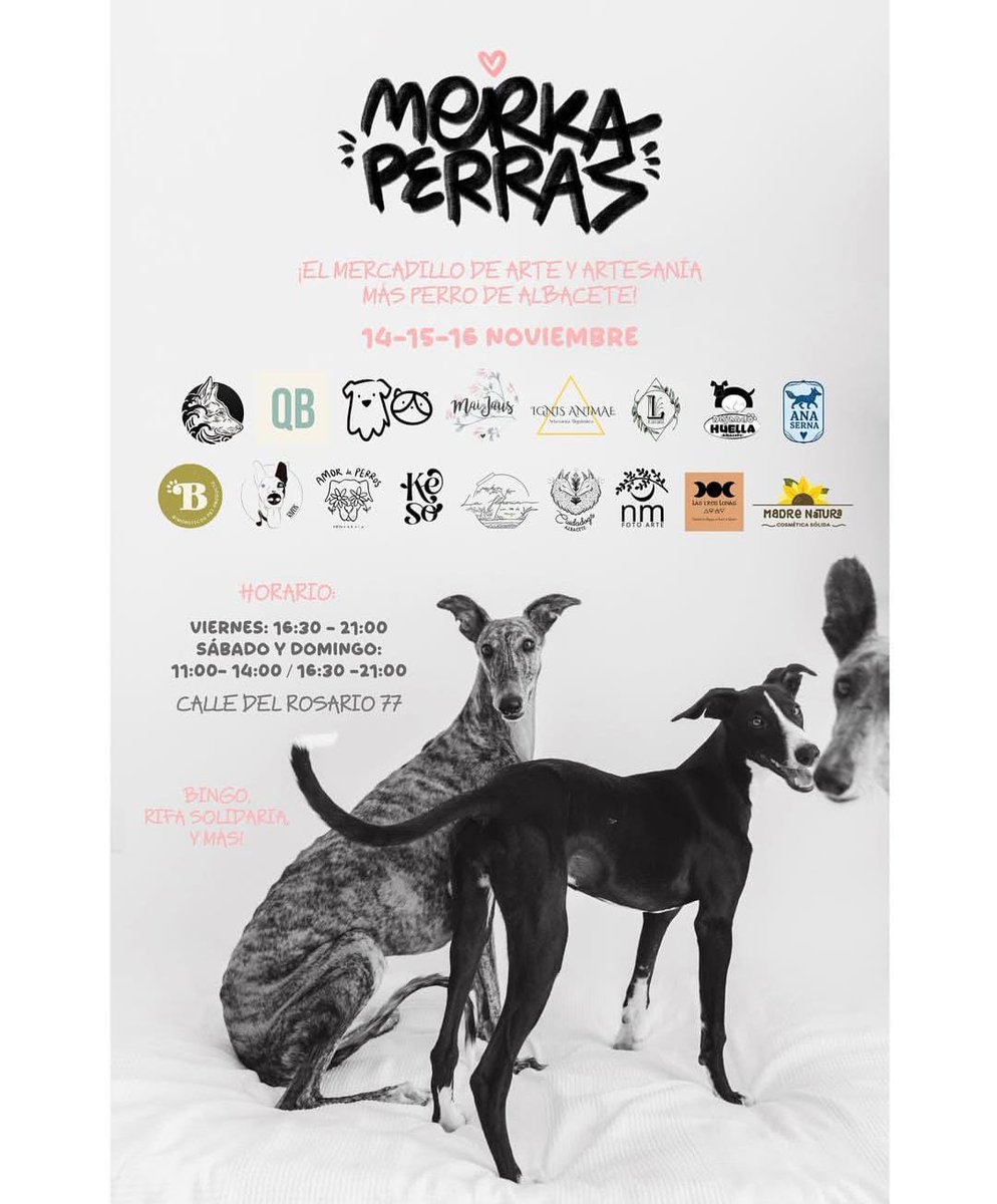 Este finde nos vemos en Merkaperras 💞
¡Puestos artesanos, bingo, rifas y muchas cosas más! 
No lo dudes y ven a vernos 🐾 
Más info en la foto y en @merkaperras,  a las que estamos eternamente agradecidos por contar con nosotros para esta edición.
#albac
