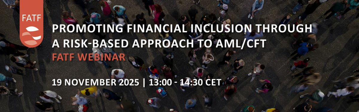 UAF_Chile's tweet photo. 🧐Webinario @FATFNews  sobre la promoción de la inclusión financiera mediante un enfoque basado en el riesgo para la lucha contra el lavado de activos y el financiamiento del terrorismo.
🗓️19 de noviembre de 2025
🕘13:00-14:30 CET
Idioma:  inglés 
https://t.co/KIhRGUbmND https://t.co/L24SFOqLAH
