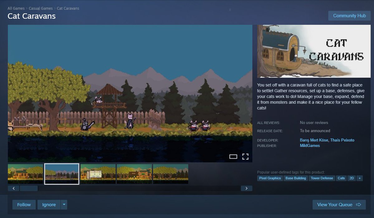 store.steampowered.com/app/3976160/Ca…
Selamlar herkese, Geliştirdiğim oyunum Cat Caravans'in Steam sayfasını sonunda yayınladım. Başladığım gamedev macerasında benim için büyük bir adım..

Daha düzenlemeler çekilecek elbette, fakat dişinize göreyse desteğinizi beklerim :) Teşekkürler..