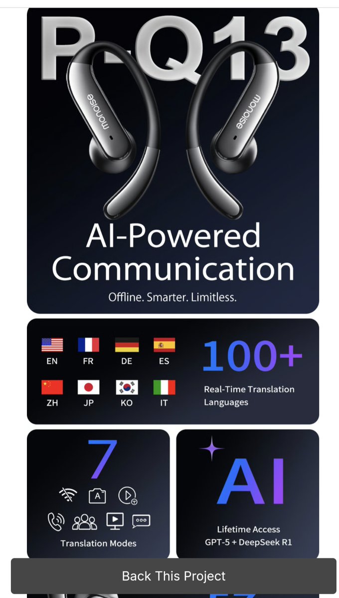 Deals2Ali's tweet image. 🚀 Break language barriers instantly! Meet Monoise P-Q13 AI Earbuds — real-time translation in 100+ languages, offline mode, lifetime AI, and crystal-clear sound. 🎧

Order Now: kt-tech.kckb.me/ali-twq

#AIearbuds #SmartTranslation #TechInnovation #LanguageNoBarrier