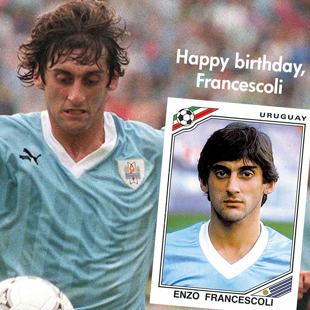HBD to "The Prince," Enzo Francescoli! 👑

Born Nov 12th (1961), he was one of the most elegant players ever. A legend for River Plate and Uruguay, his class even inspired Zidane.

His Panini sticker was a work of art!

#panini #Francescoli #ElPrincipe #RiverPlate #HBD