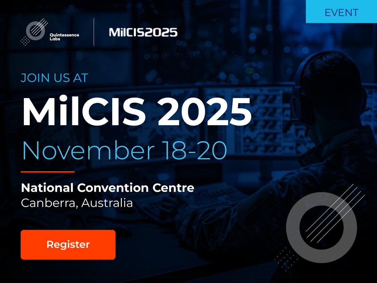 QuintessenceLab's tweet image. We&apos;re excited to be part of the Team Canberra Stand at #MilCIS next week!  
📆Nov 18-20
📍National Conv. Centre | Canberra

Come meet our cyber defence experts to learn about building a crypto-agile framework for future-proofing mission-critical systems. hubs.li/Q03Sy4J00