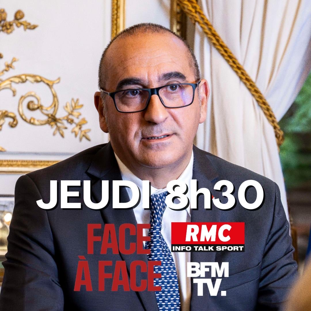 Je serai demain matin, 8h30, l’invité d’<a href="/apollineWakeUp/">Apolline de Malherbe</a> sur <a href="/BFMTV/">BFMTV</a> et <a href="/RMCInfo/">RMC</a> !