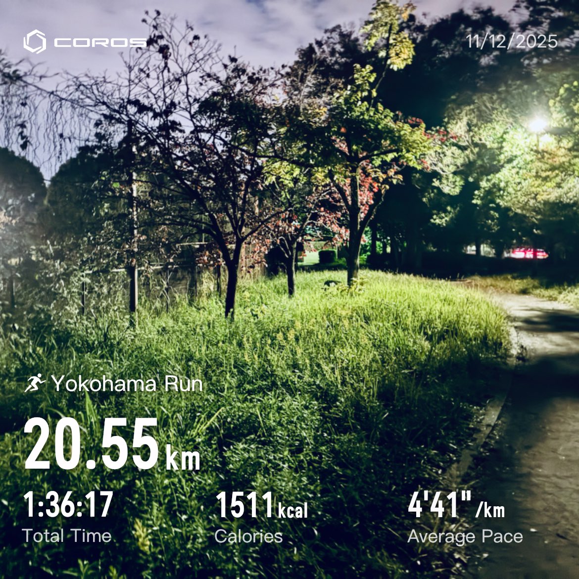 ラン
　E76分/T8+T12分
　(11月合計143m/T88分)
#サブエガ  #coros #pacepro