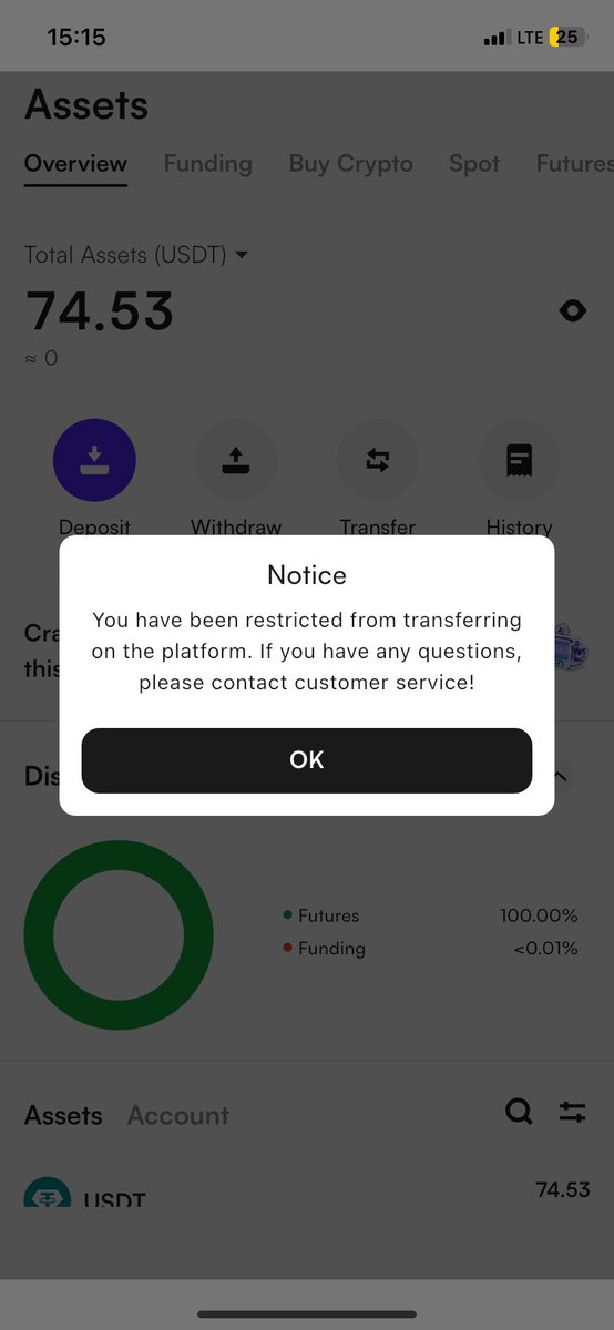 MoreCash31's tweet photo. I’m honestly done with @CoinWOfficial 😤 They suddenly banned my account and restricted my $74 again from withdrawal with no clear reason or response. My $80 on @Bybit_Official is still safe though — that’s what real reliability looks like. 🚫💸 #Crypto #ScamAlert https://t.co/ll2B9cMUN3