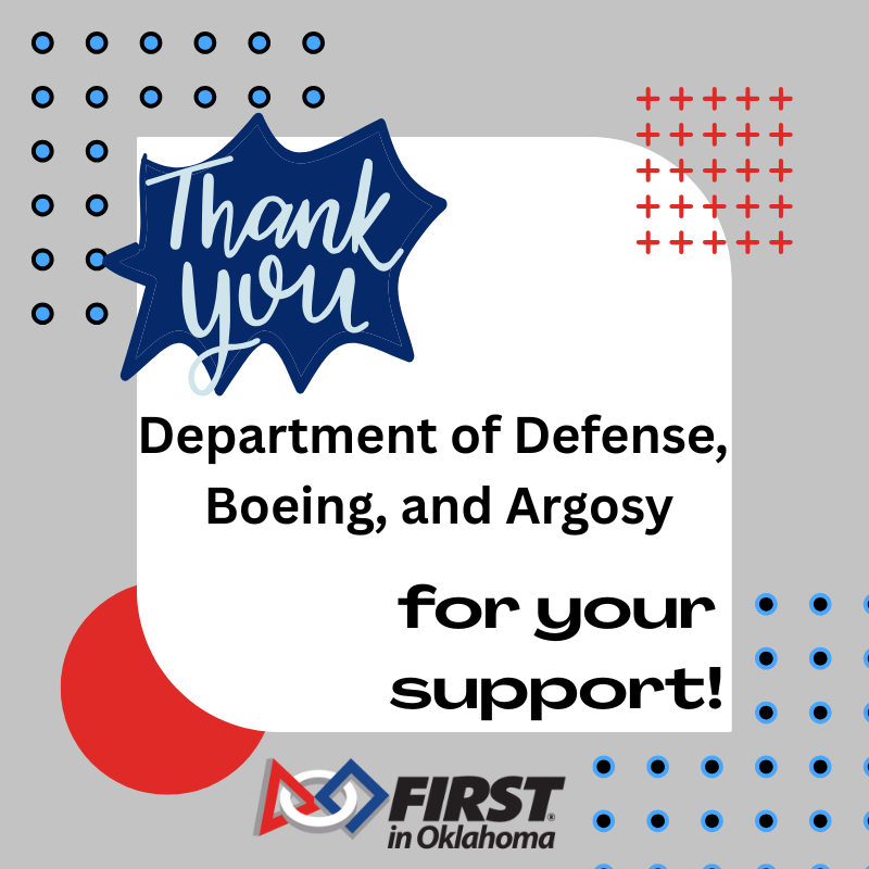 Thank you for helping students turn ideas into robots and dreams into reality!

#FIRSTinOklahoma #FIRSTRobotics #FIRSTinOK #omgrobots #FIRST #firstinspires #morethanrobots #stem #YouthInSTEM #Robotics