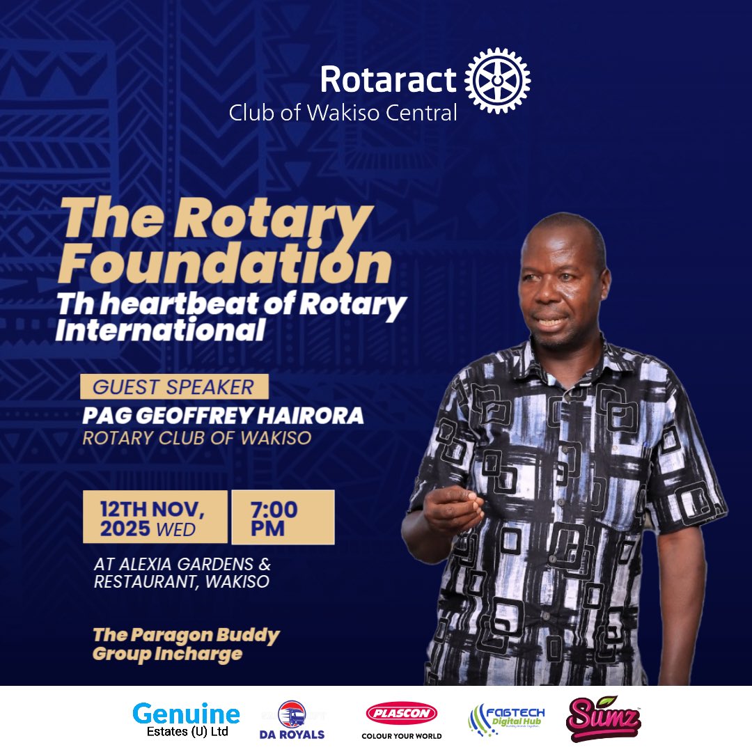 An evening of learning and sharing our insights about The Rotary Foundation-The heartbeat of Rotary International by IPAG Geoffrey Hairora from <a href="/RC_wakiso/">Rotary Club of Wakiso</a> 

Join us today at Alexia Gardens and Restaurant, 7pm!
#SplendorsMeetUp