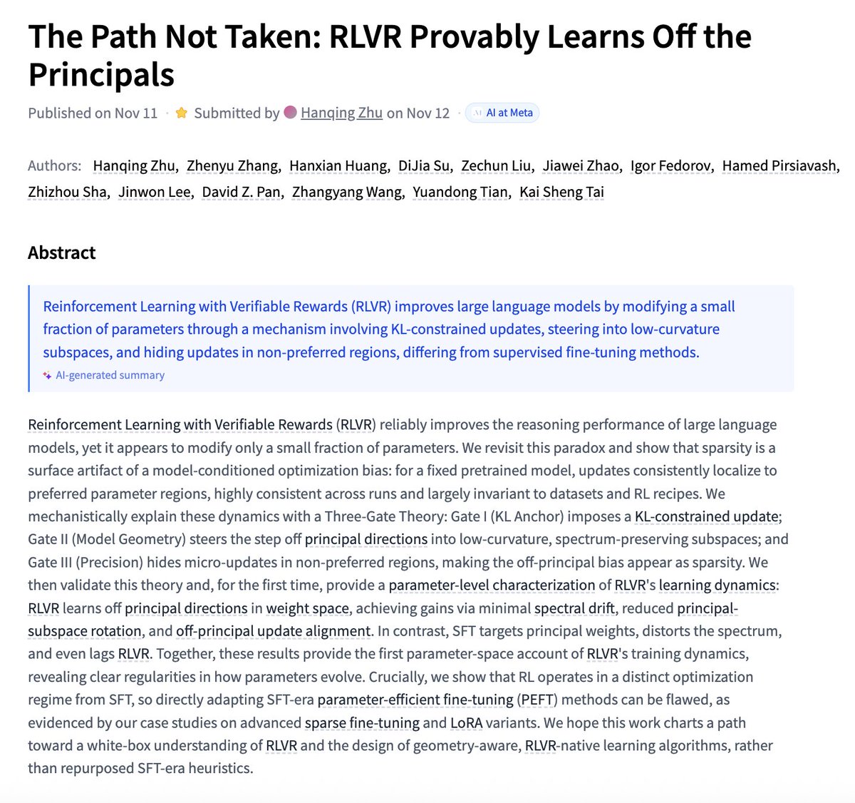 The Path Not Take

RLVR Provably Learns Off the Principals