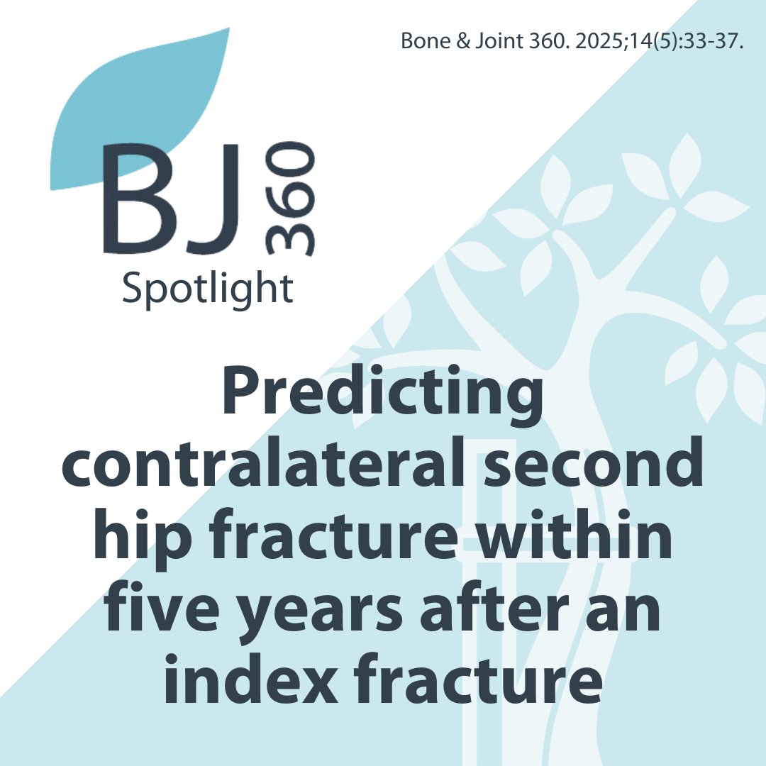 In what is potentially a game-changing paper, this research team from New York set out to establish the risks and predictive factors for a second hip fracture.

Find out more in #BJ360 October's Trauma Roundup!

#Trauma #HipFracture #OrthoTwitter

boneandjoint.org.uk/Article/10.130…