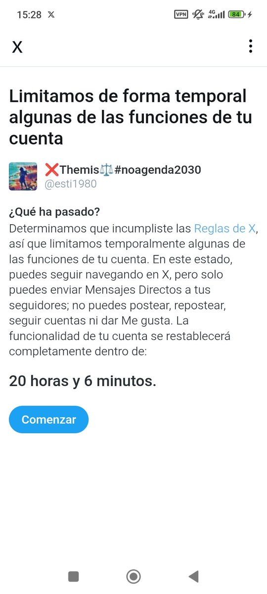 Q rápido pasa el tiempo!!!
Ya me quedan menos de 24 h para q me levanten el castigo😁🤣
