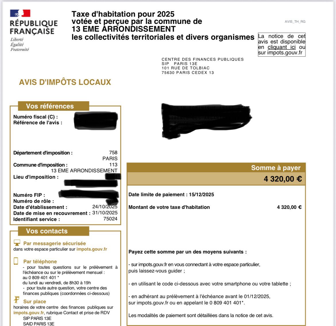 LLP_Le_Vrai's tweet image. 4320€ de #taxe d&apos;habitation pour un appartement de moins de 80m2 à Paris 13e !!!!!!! 4320€ !!!!!!!!!
#Hidalgo #Vol #Consentement