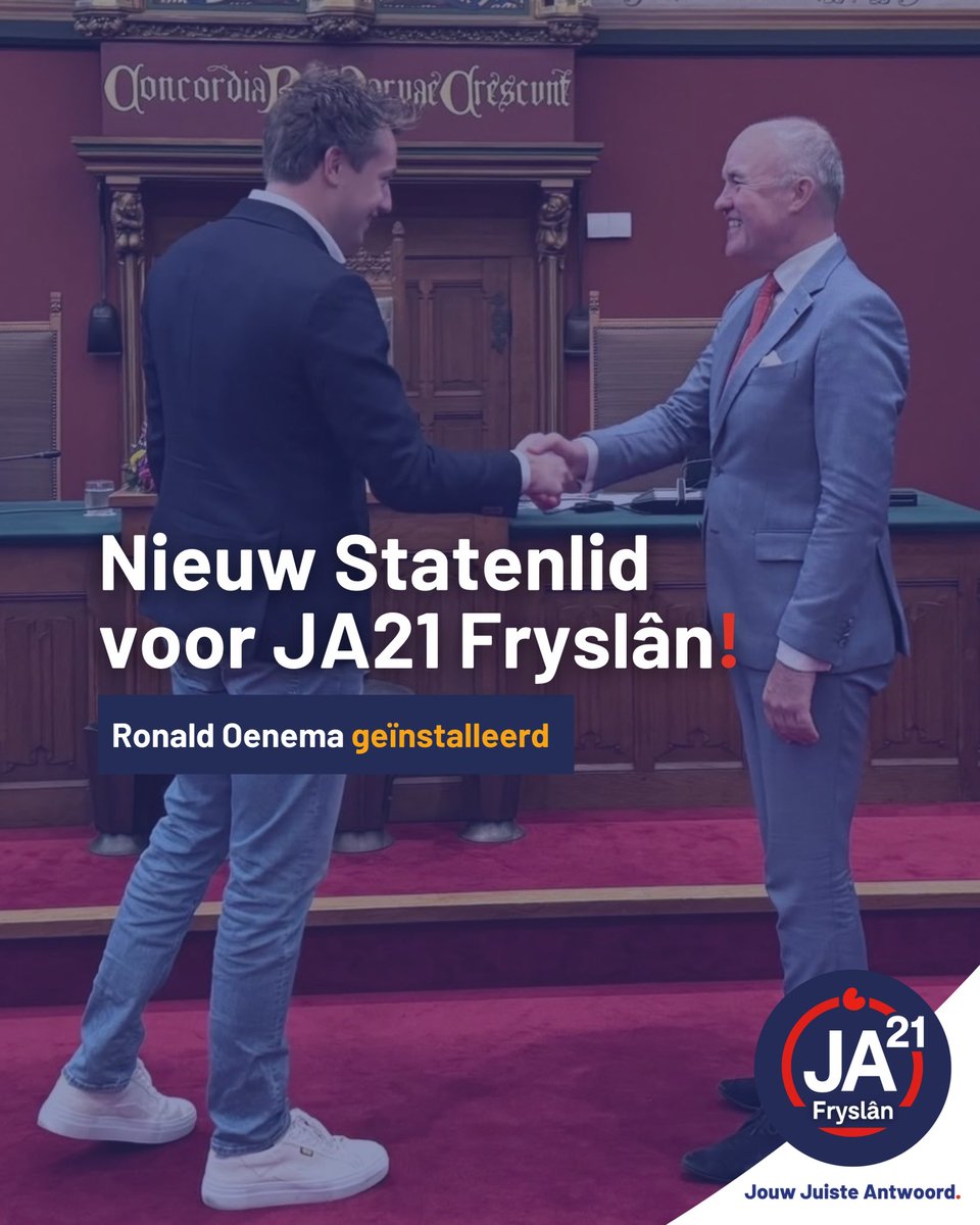 Vanochtend is Ronald Oenema geïnstalleerd als nieuw Statenlid voor JA21 Fryslân! Hij neemt het stokje over van Maarten Goudzwaard, die vandaag is beëdigd als lid van de Tweede Kamer. 

Dank aan alle fracties voor de felicitaties, bloemen en cadeaus! 🌷