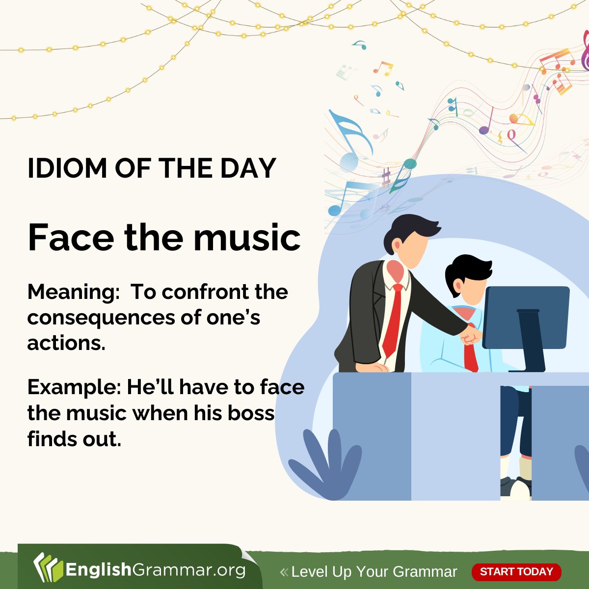 GrammarUpdates's tweet image. Face the music