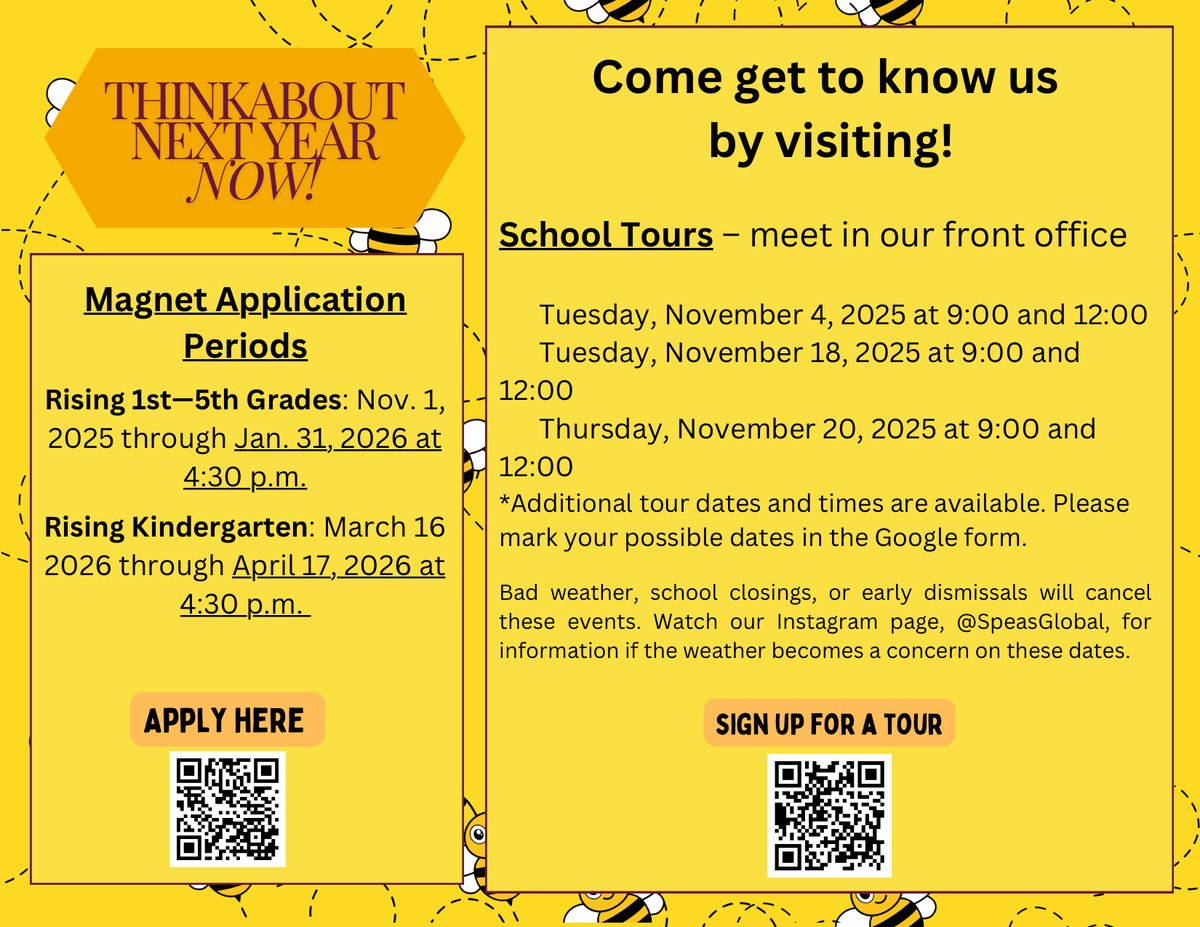SpeasGlobal's tweet image. Magnet window is now open for 1st through 5th. Kindergarten window will open March 16. 
Sign up for a tour of our school (more dates added) bit.ly/Speastour  #wsfcs #thisiswhywemagnet #ibpyp #wsfcsmagnet