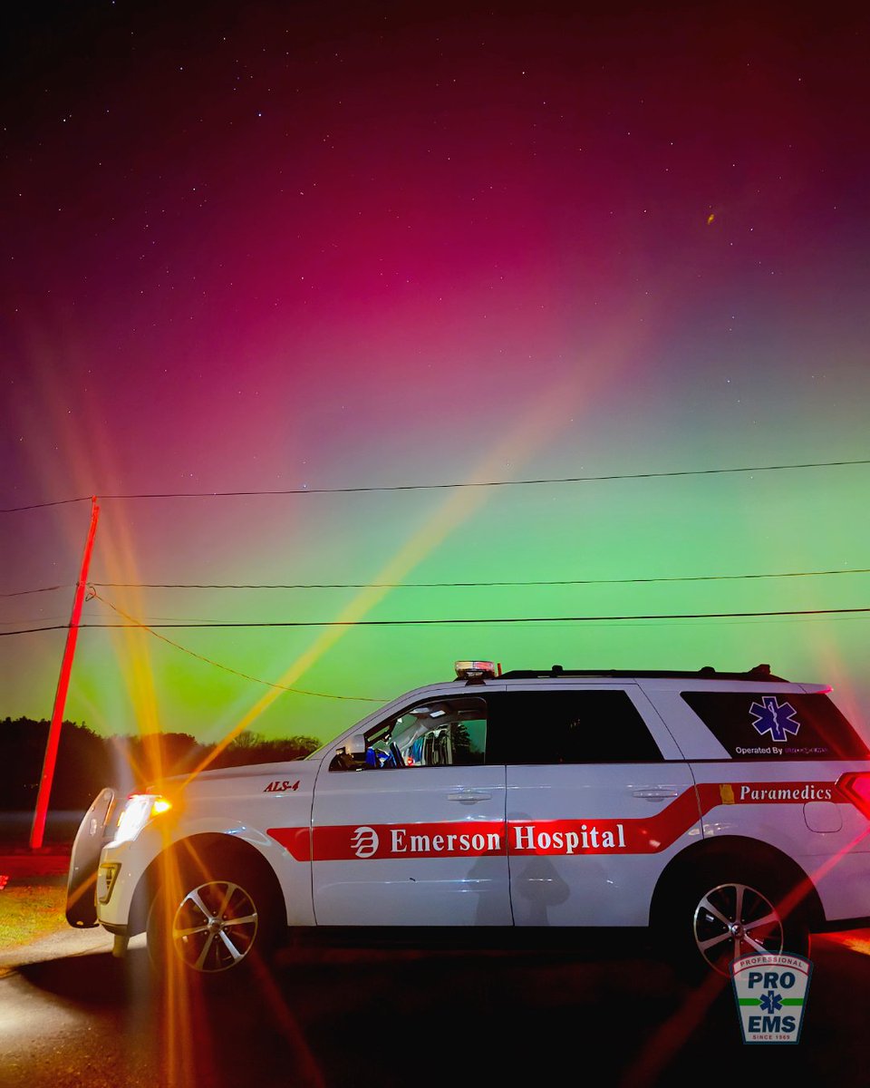 What an unbelievable sight captured during last night’s late-night shift. Mother Nature putting on a show above our Emerson Hospital ALS unit.

Photo by Paramedic McKay

#ProEMS #Northernlights