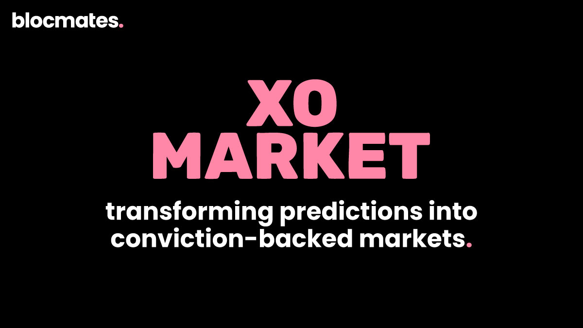 blocmates's tweet image. Prediction markets are thriving but their evolution doesn&apos;t stop here.

XO Market, built on the XO network, adds a new dimension to the space. 

It introduces conviction-based mechanics that weigh outcomes by how strongly people believe in them.

With 19,000 users, nearly $1.3…