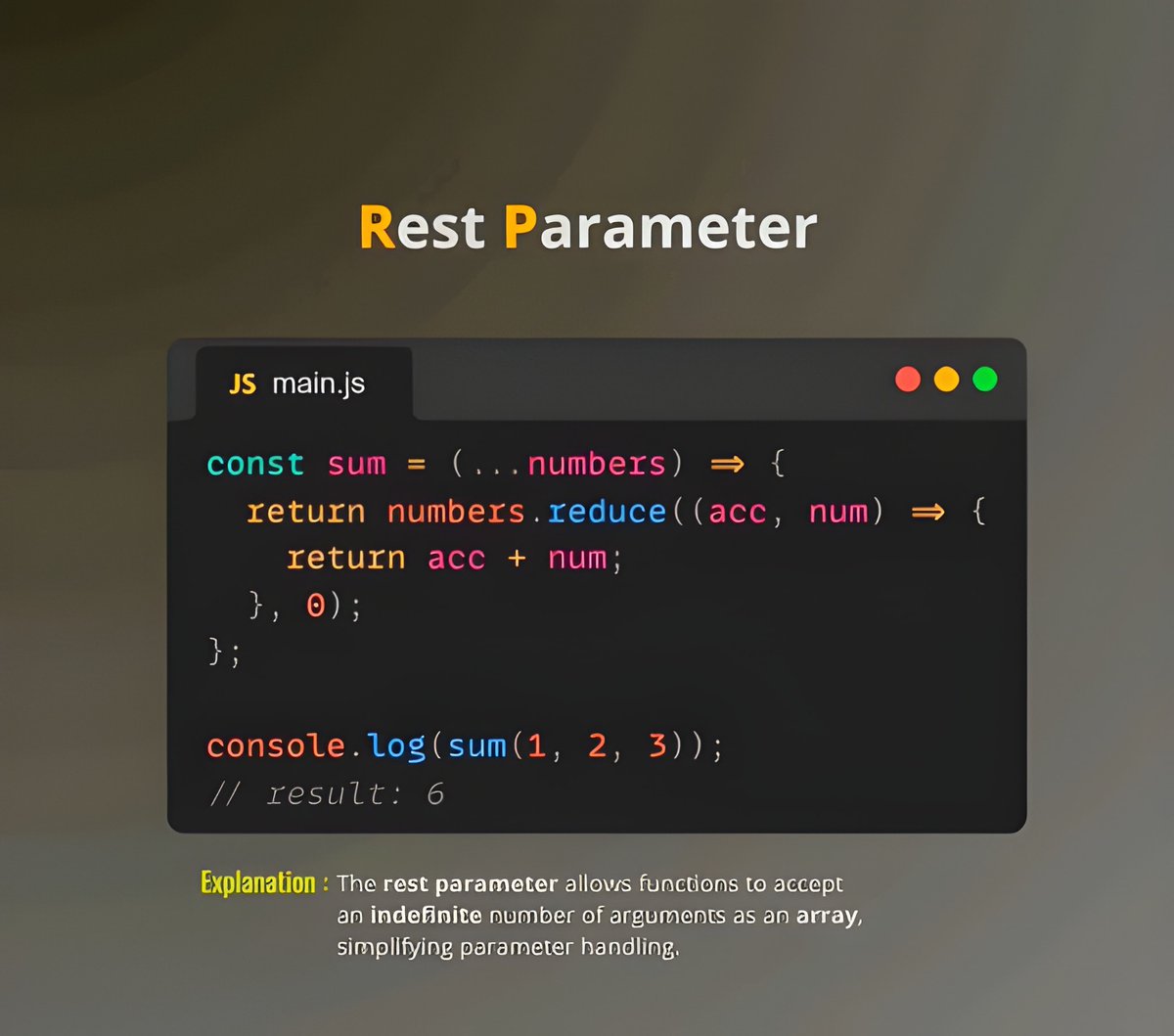 11xcoder's tweet image. Stop coding in ES5! 🛑 Level up your JavaScript with these 6 ESSENTIAL ES6 Features! Learn how to write cleaner, faster code using Arrow Functions, Destructuring, Spread &amp;amp; Rest Parameters, and Template Literals.

#JavaScript #ES6 #ModernJS #CodingTips #WebDevelopment