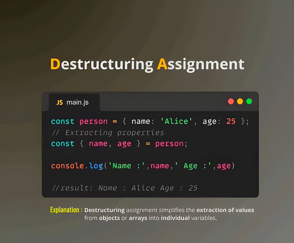 11xcoder's tweet image. Stop coding in ES5! 🛑 Level up your JavaScript with these 6 ESSENTIAL ES6 Features! Learn how to write cleaner, faster code using Arrow Functions, Destructuring, Spread &amp;amp; Rest Parameters, and Template Literals.

#JavaScript #ES6 #ModernJS #CodingTips #WebDevelopment