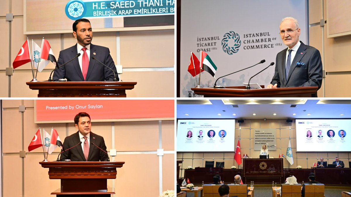 DMCCAuthority's tweet image. H.E. Saeed Thani Hareb Juma Al Dhaheri, Ambassador of the UAE to the Republic of Türkiye, joins senior officials and business leaders at our #MadeForTrade Live in #Istanbul. With trade and investment opportunities rapidly accelerating under the UAE–Türkiye #CEPA, the agreement is