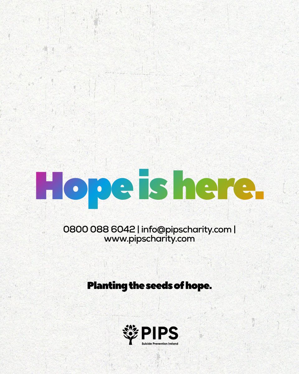 PipsCharity's tweet image. If you’re struggling, please know you’re not alone.
There is help, there is hope, and there are people who care.

@PipsCharity is here to listen. 💚🌱

📞 0800 088 6042 | 💬 info@pipscharity.com

#PIPS #youmatter #stayhere #suicideprevention #hopeliveshere