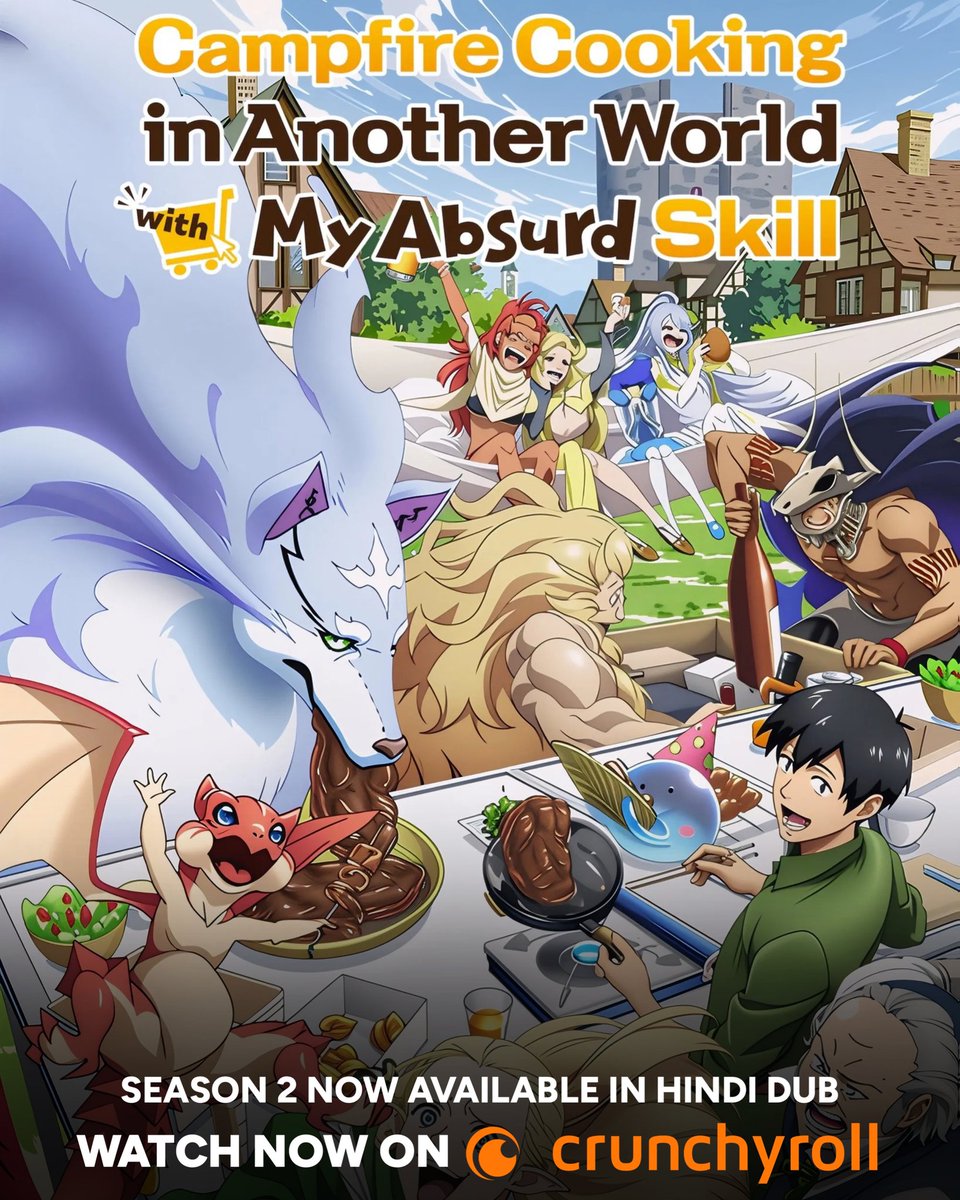 FlickMatic_'s tweet photo. #CampfireCookingInAnotherWorldWithMyAbsurdSkill S2 [2025] adventure comedy fantasy another world anime series, now streaming in #Hindi Dub on @Crunchyroll.

Season 2 With Total 12 Episodes (Weekly)

#CampfireCookingInAnotherWorldWithMyAbsurdSkill #Anime #CrunchyRoll @FlickMatic_ https://t.co/FAMBiBWdXP