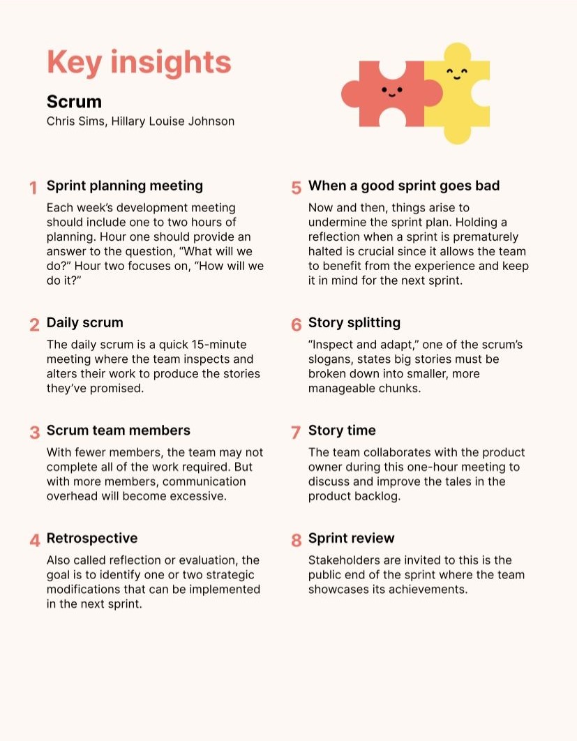 BookBriefsHQ's tweet photo. 📘 Scrum: A Breathtakingly Brief and Agile Introduction
✍️ Chris Sims &amp; Hillary Louise Johnson
#BookSummary #KeyInsights https://t.co/LuUZYn2Mbl