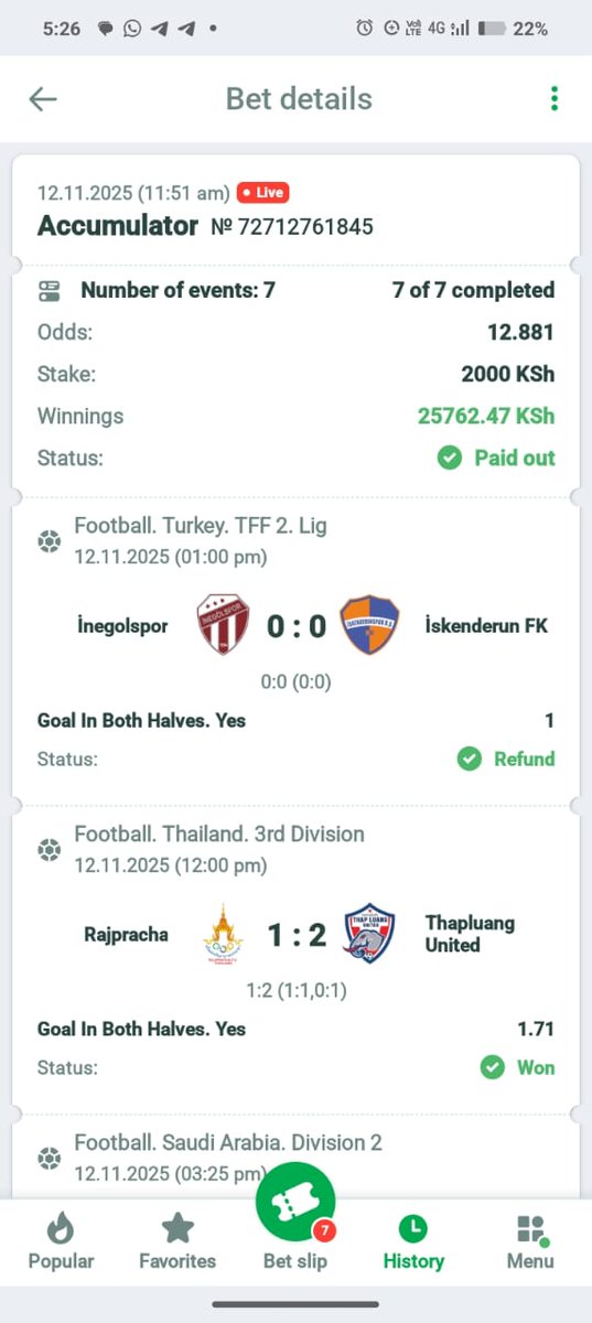 7/7 Goals on both halves ✅ (1 refunded) — still a winning day💥
Congratulations to all winners 🎯
Join my Telegram for the next tip — we keep winning together 💪 
t.me/betsmart_1
t.me/betsmart_1