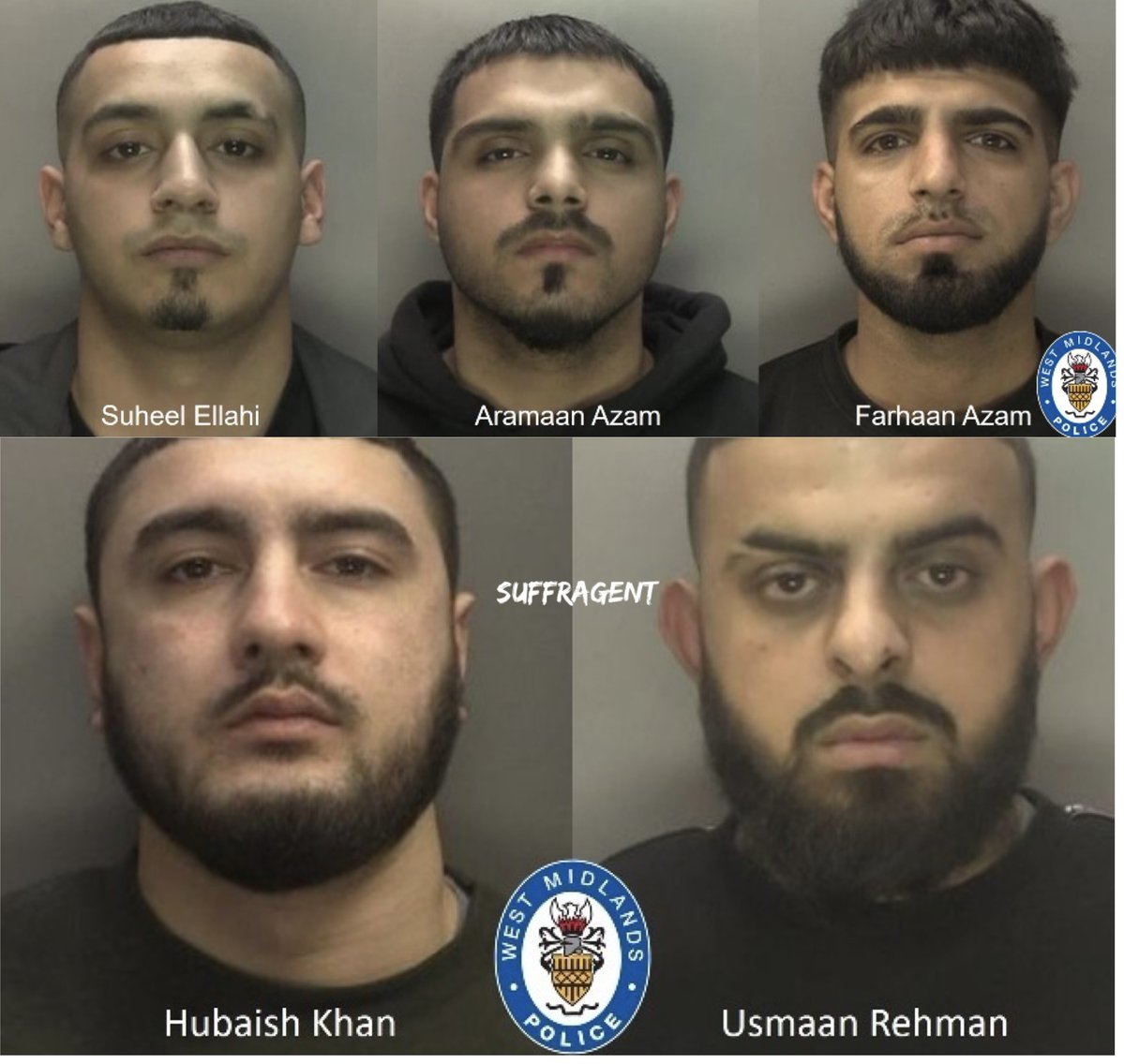 Five brain surgeons have been jailed for brutal violence in minority-white Birmingham.

One of the gang's victims suffered a fractured jaw, missing teeth, a broken nose and a stab wound that narrowly missed his heart.

They each got 20 years, out in 10. 🇬🇧