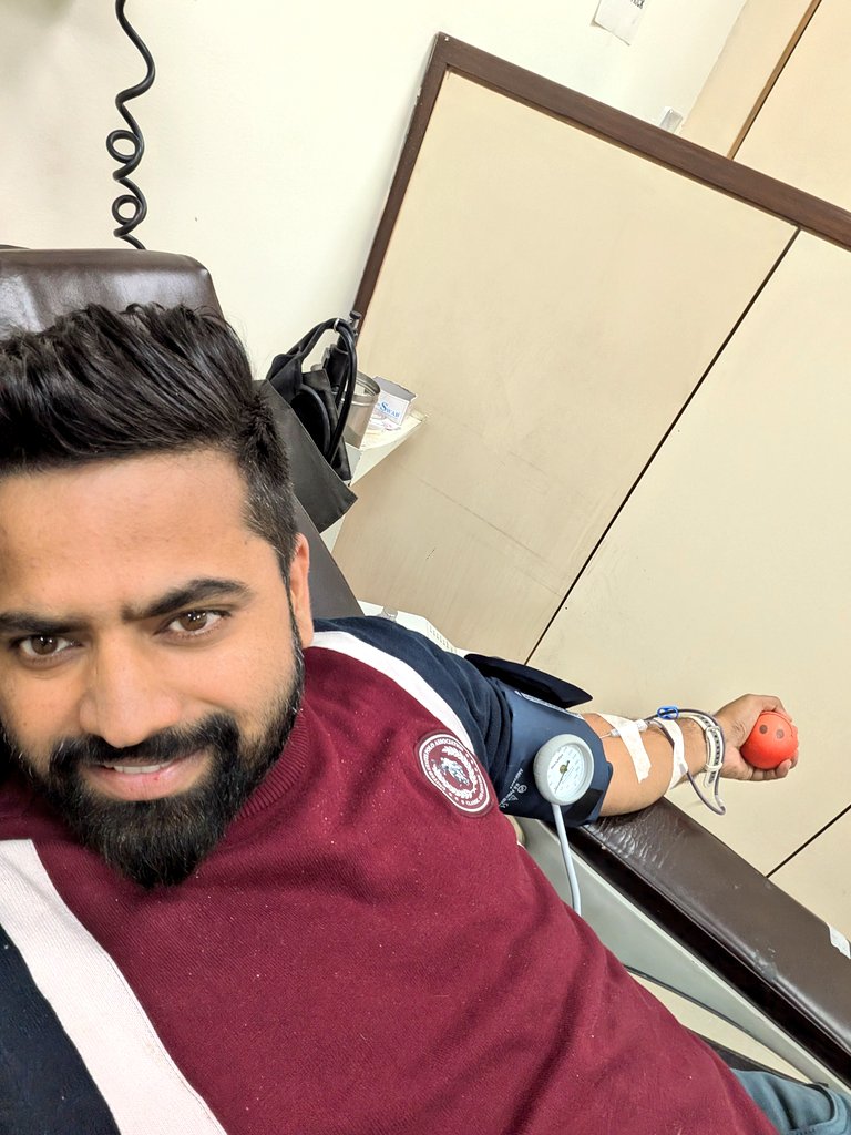 Today, I donated blood for a 2-month-old baby girl undergoing heart surgery at Fortis Escorts, Delhi.
Blood donation saves lives  we must all come forward.

A few humble suggestions for blood banks:

• Instead of giving donors sugary drinks like Frooty or packaged juices, offer