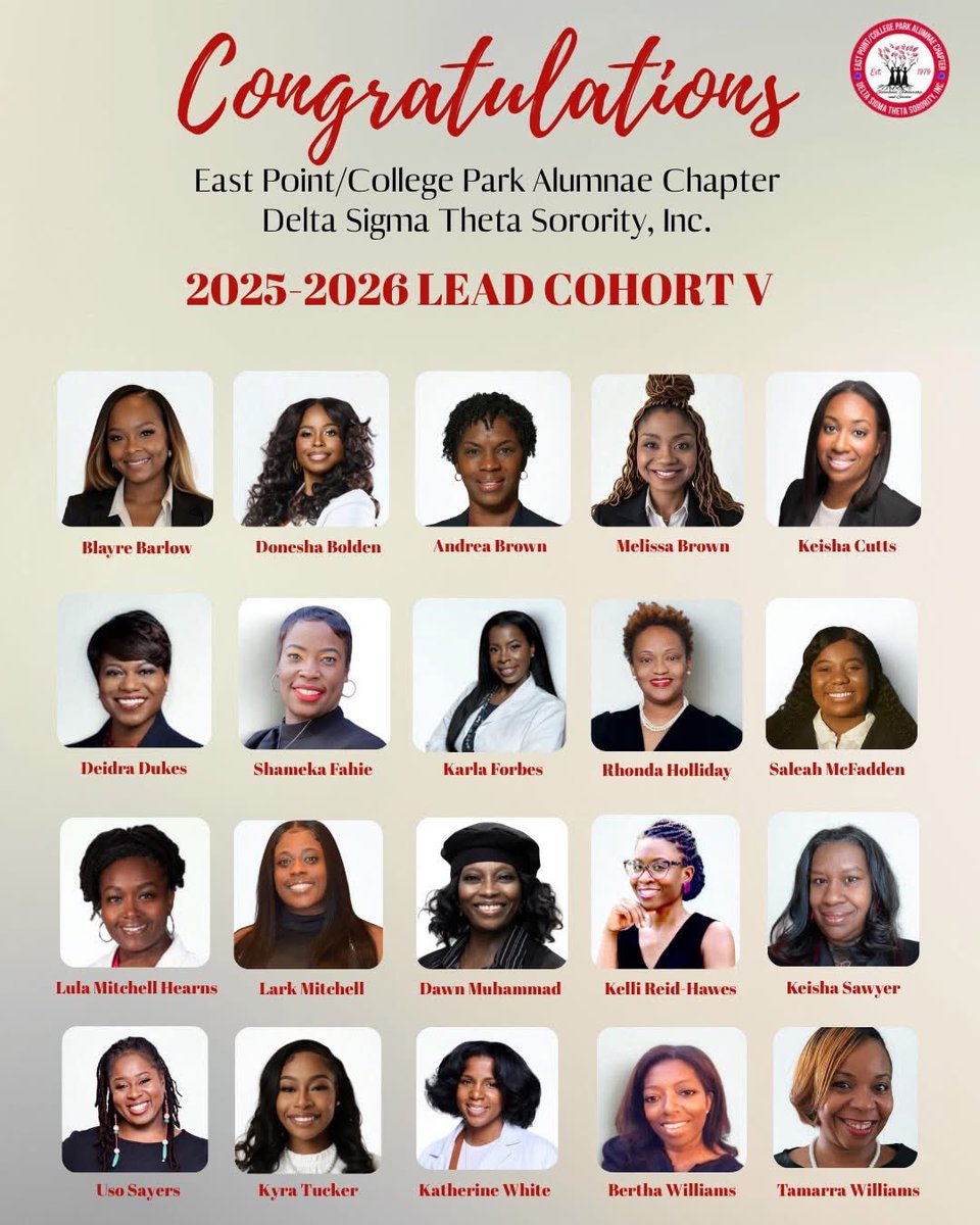 We’re excited to welcome this outstanding group of sorors to the LEAD Program—a nine-month journey of growth, mentorship, and purposeful leadership. Together, they’ll strengthen their leadership DNA and continue the proud legacy of excellence within EP/CP! 

#EPCP
#SRDST
#DST1913