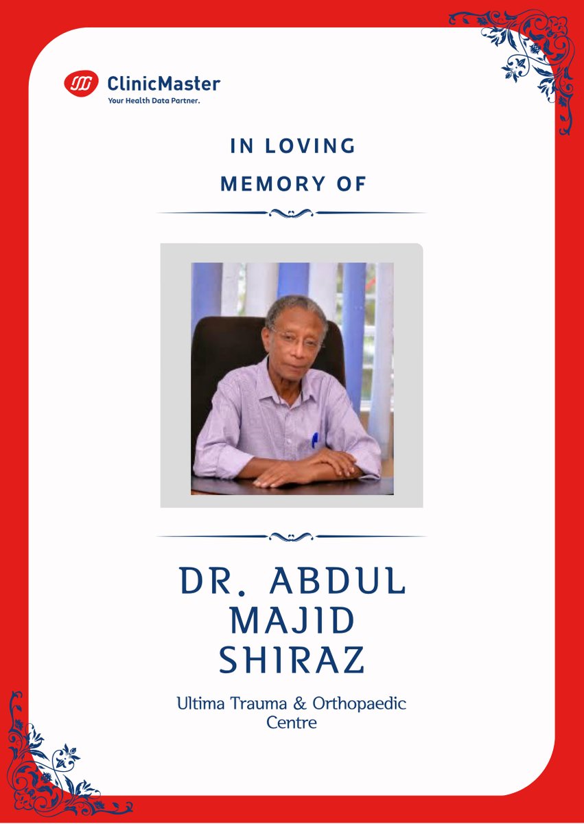 clinicmaster's tweet photo. In Loving Memory of Dr. Abdul Majid Shirazi
ClinicMaster International joins Uganda’s medical fraternity and the wider public in mourning the loss of Dr. Abdul Majid Shirazi, a celebrated orthopaedic surgeon, mentor and former President of the Orthopaedic Society of Uganda. https://t.co/Bm0hBx4Mxp