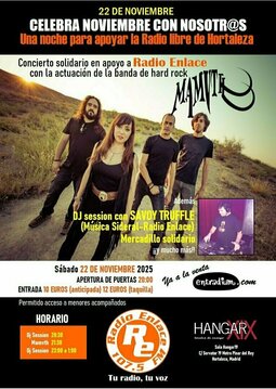 Udcweb's tweet image. 🎙️ Este viernes adelantamos a las 14.00 el programa por un Especial del Concierto Solidario en apoyo a @radio_enlace del próximo 22 de noviembre en la Sala Hangar19
Entrevistaremos a @mamvth y a @CarlosLorenteR , alma de #MúsicaSideral y DJ Savoy Truffle 
entradium.com/events/concier…