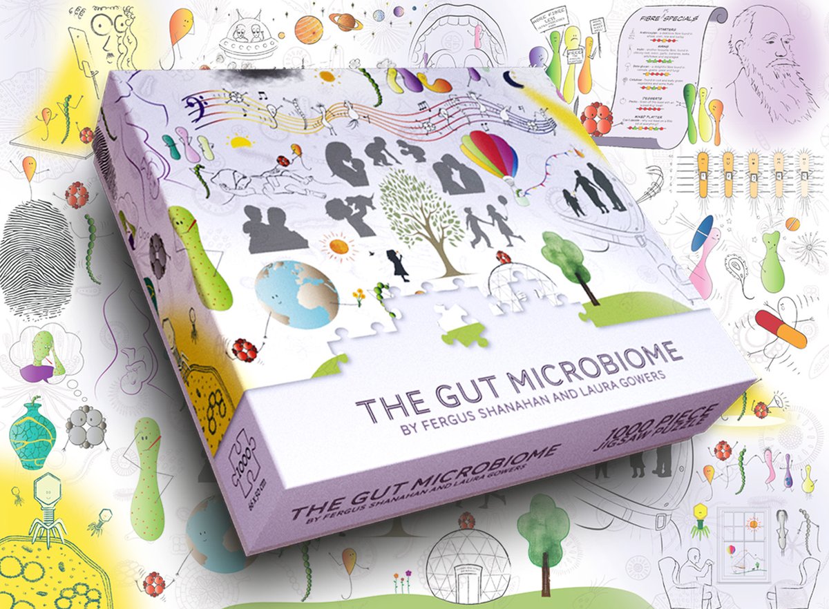 Pharmabiotic's tweet image. Launching for #scienceweek The Gut Microbiome Special Edition 1000 Piece Jigsaw by graphic artist @LauraGowers  and @FergusShanahan1 Emeritus Professor of Medicine at @UCC &amp;amp; Founder Director at APC.  
Available now at amzn.eu/d/09R5IBw