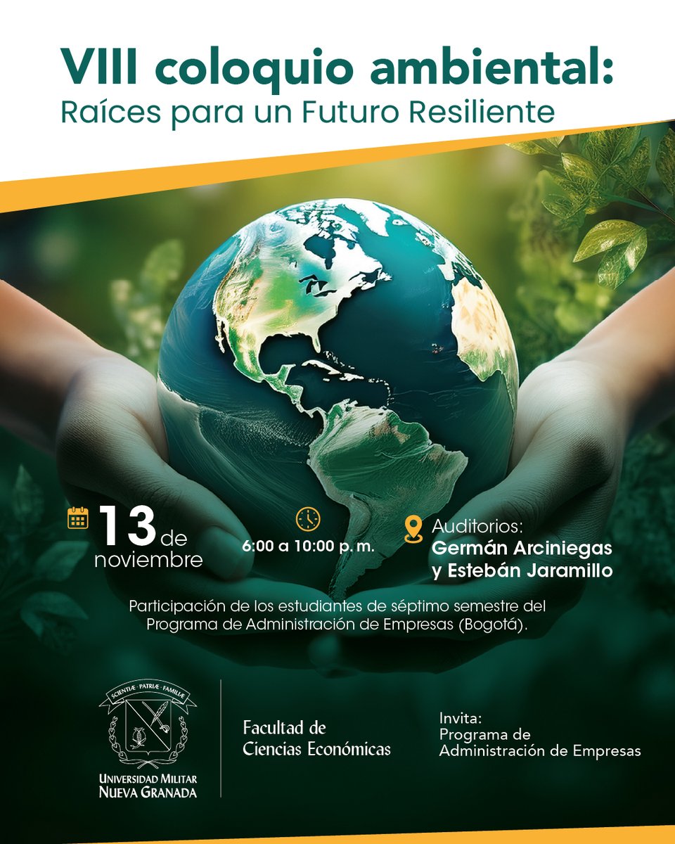 🌿 La Universidad Militar Nueva Granada te invita a participar en este espacio académico dedicado a la reflexión sobre la sostenibilidad, la educación ambiental y los desafíos del futuro.

Auditorios: Germán Arciniegas y Esteban Jaramillo

#UMNG #ColoquioAmbiental