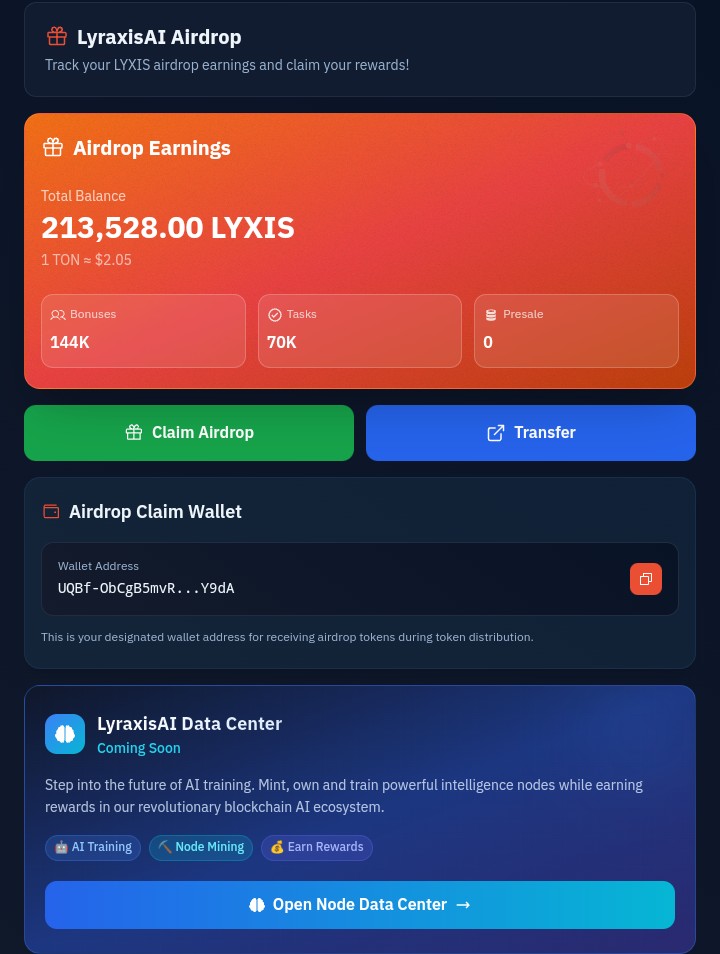 FahimKhan64694's tweet image. 🚨 LyraxisAi Airdrop LIVE!
Claim your share before it’s gone 💰
🚀 Join Lyraxis AI Airdrop and start earning $LYXIS tokens today!
$LYXIS token listing soon don&apos;t miss out join now!💯
app.lyraxis.io/?join=fami0982…
 👉 #LyraxisAi | #CryptoAirdrop | #Web3