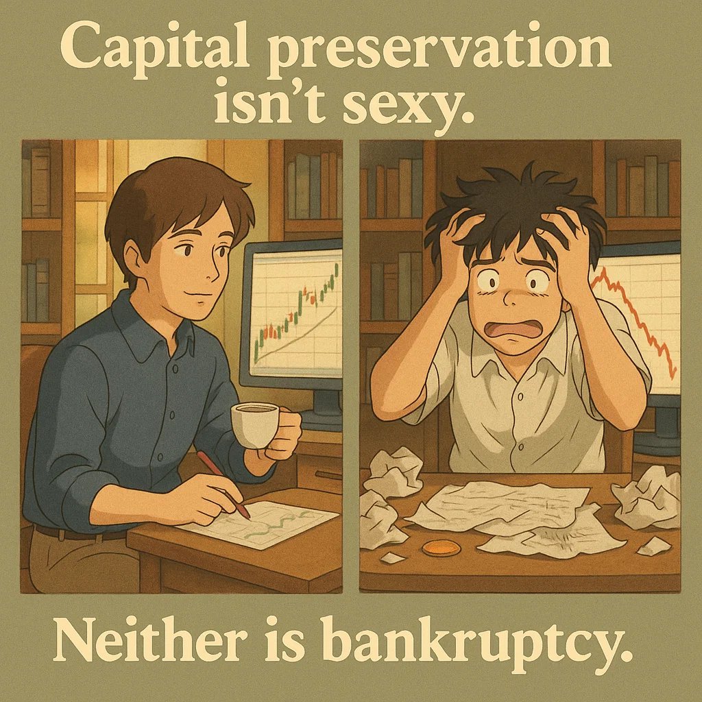 Capital preservation isn't sexy. 

Neither is bankruptcy.